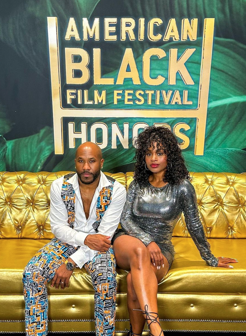 Tight eyes and his wife at the american black film festival